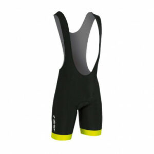 CUISSARD COURT GIST A BRETELLES FOND COOLMAX NOIR BORDS JAUNE FLUO