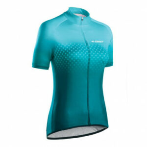 MAILLOT GIST FEMME MANCHES COURTES POIS ZIP TOTAL VERT TURQUOISE